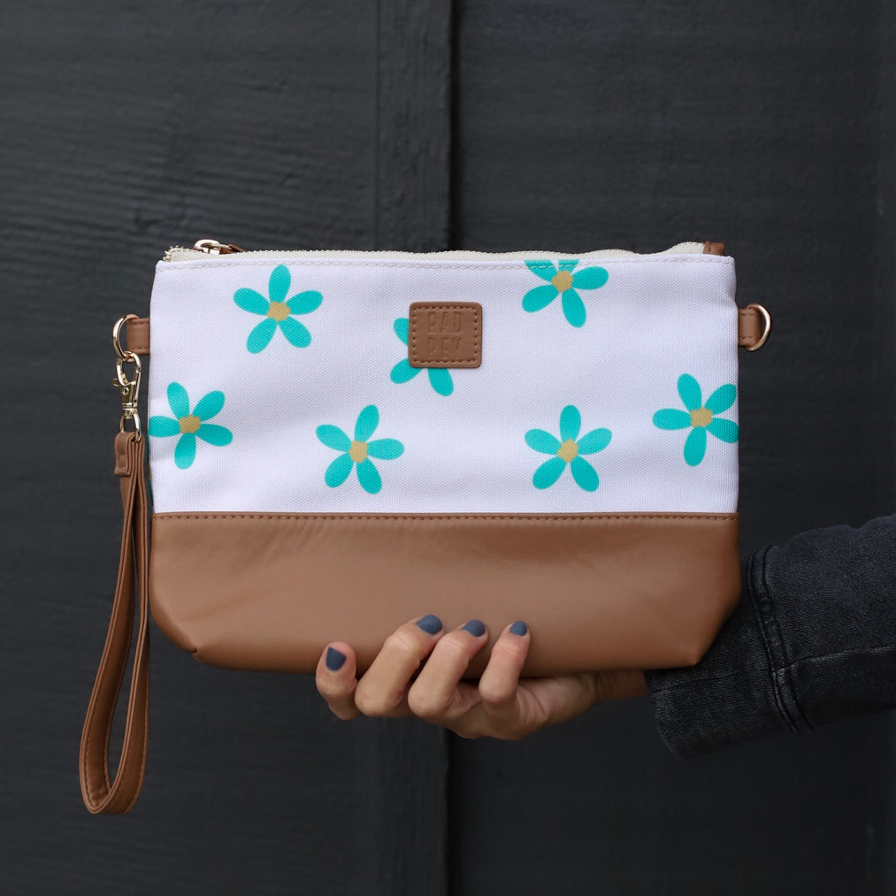 Wet Bag Clutch in Green Floral