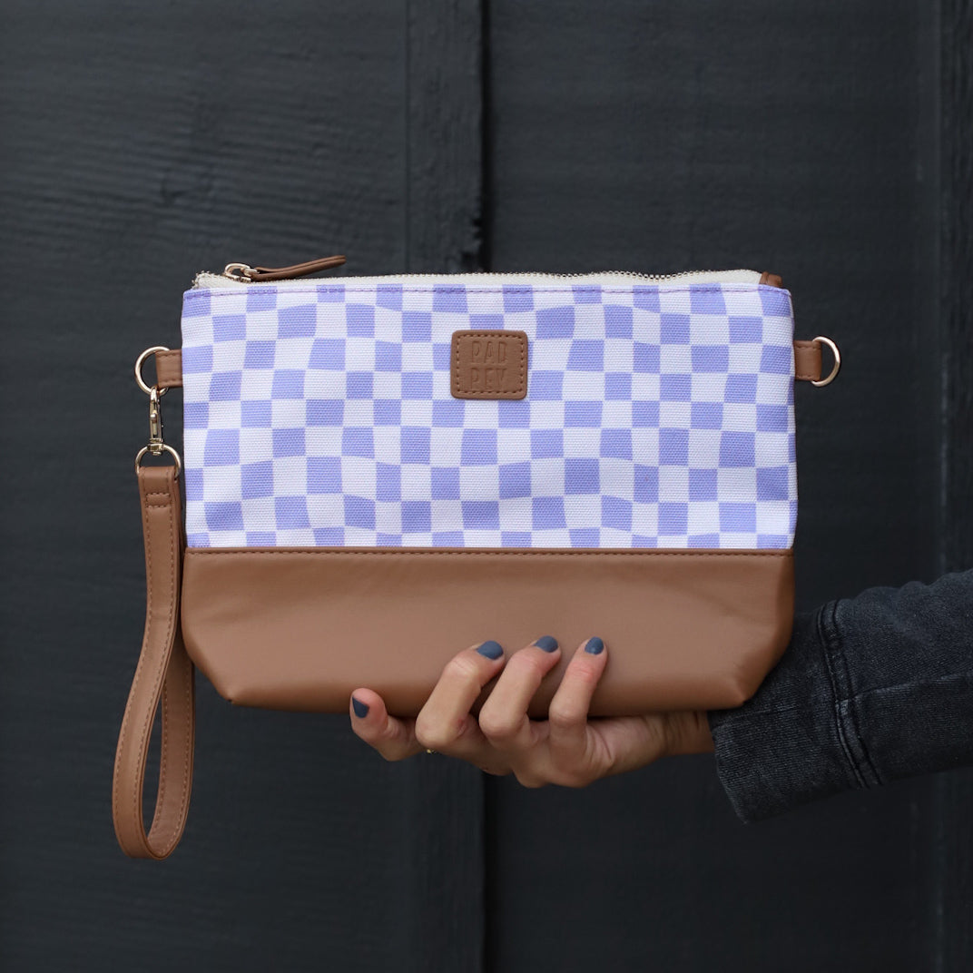 Wet Bag Clutch in Purple Check