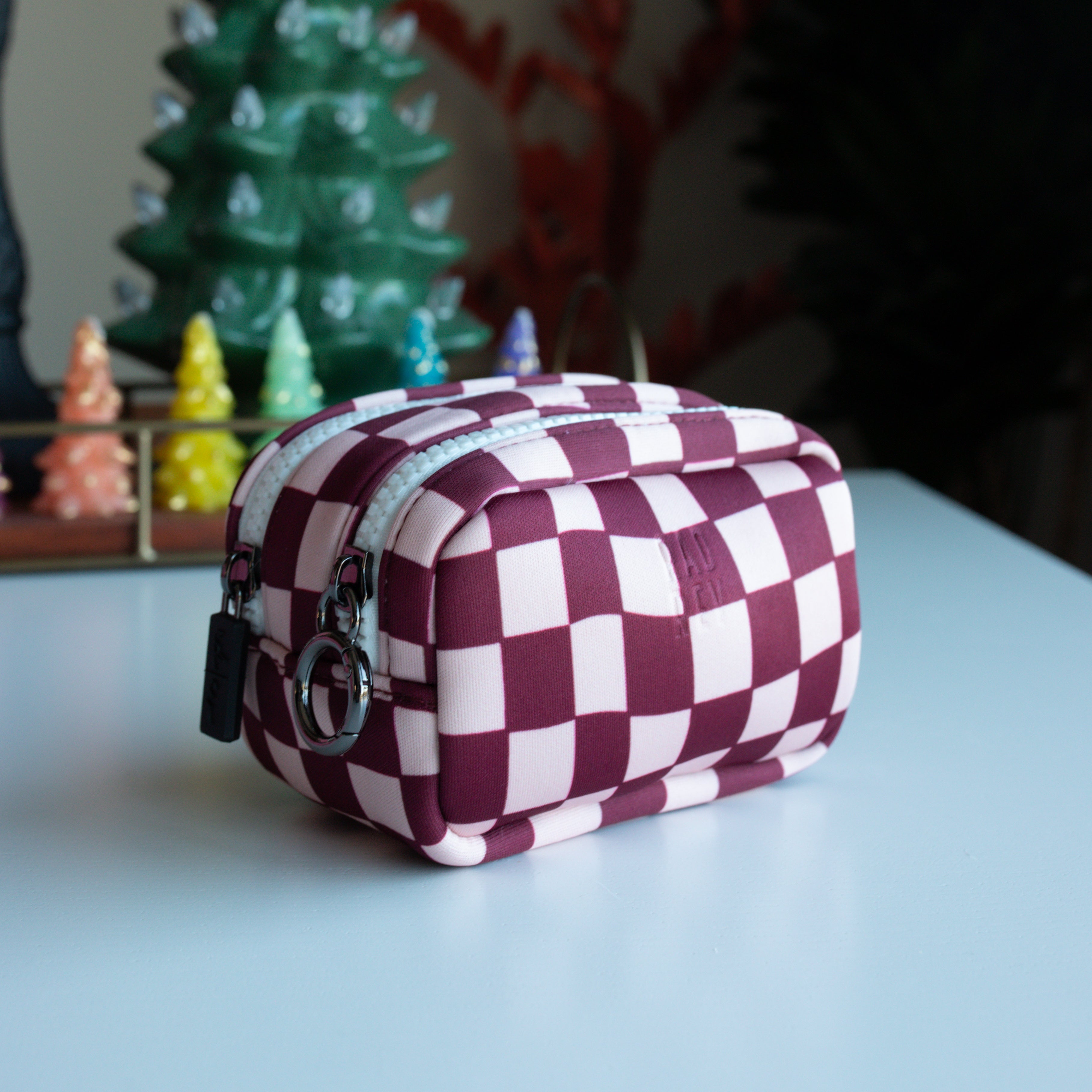 Micro Pouch in Maroon Checkered