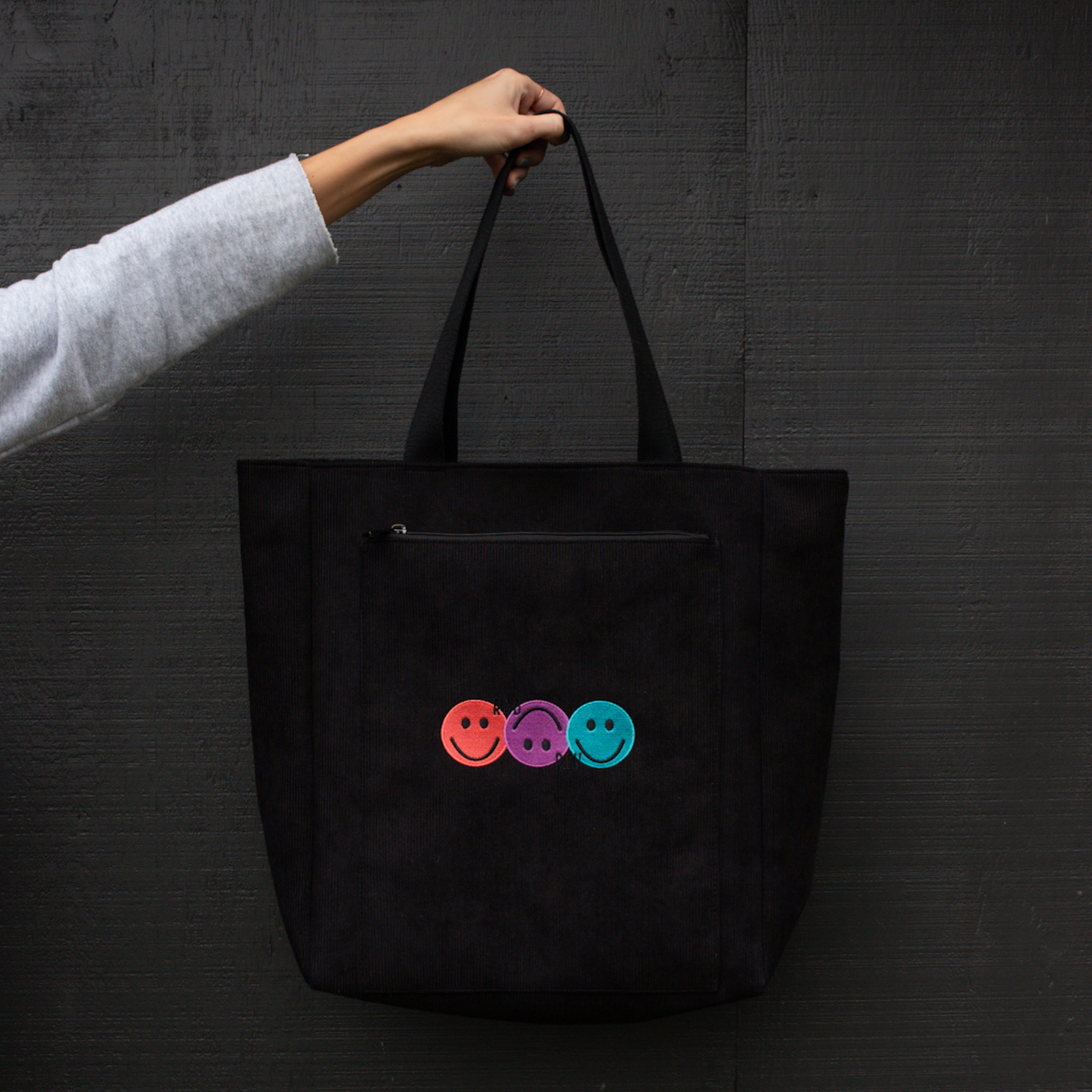 Carry All Tote in Black Corduroy